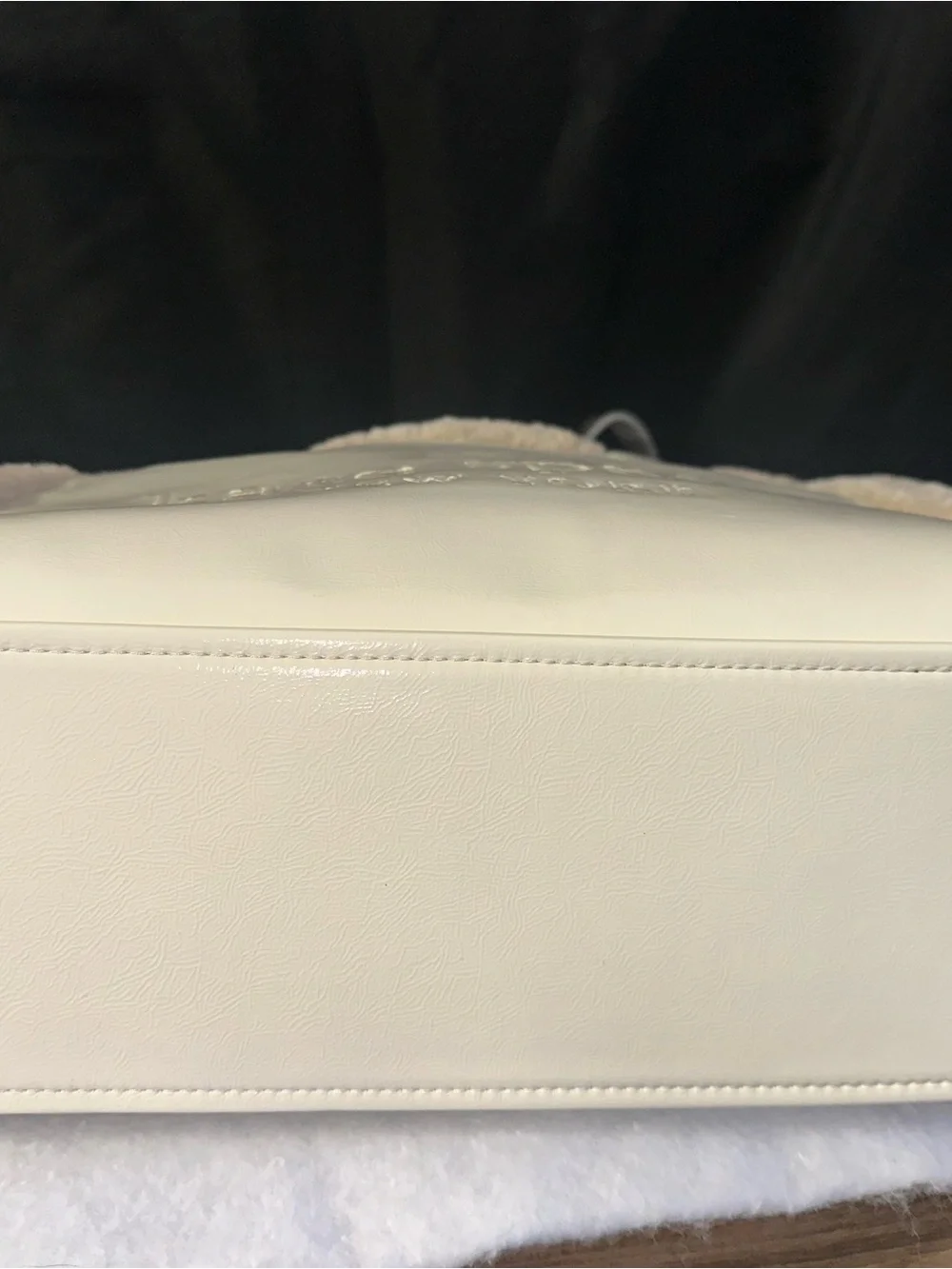 kate spade Cream Leather Tote with Shearling Trim